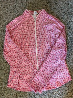 Sigrid Olsen Coral and White Floral Zip Jacket